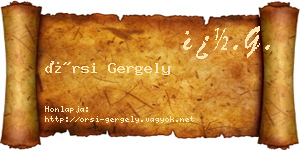 Örsi Gergely névjegykártya